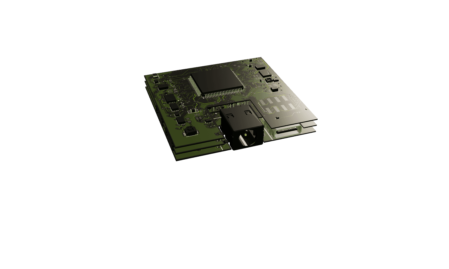 siliXon PCBGolf board stack, 3D render