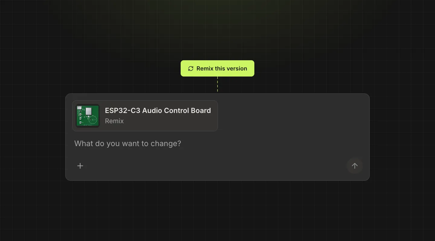 Remix this version leads to Rocky's composer with the ESP32-C3 Audio Control Board attached and the question: What do you want to change?